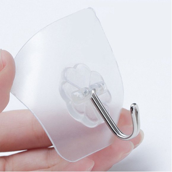 50 Pcs Adhesive Sticky Hooks Heavy Duty Wall Seamless Hook Hangers Transparent - Picture 8 of 10